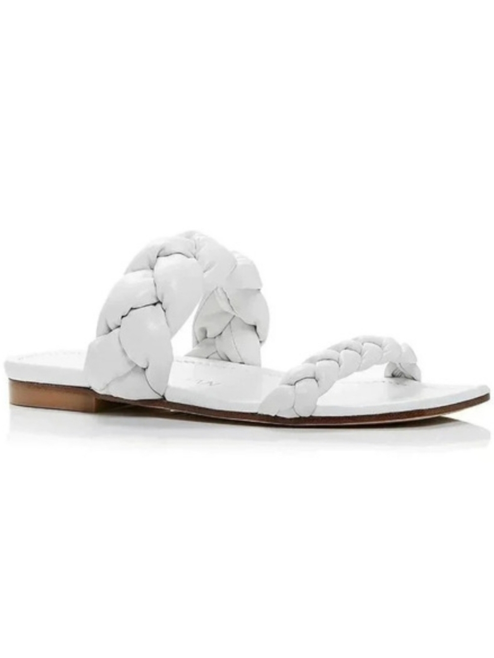 Stewart Weitzman White Leather Braided Slide Sandals Women Size 6B NWT Bridal